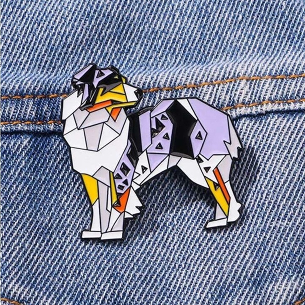 Women’s Jewelry Cute Border Collie Herding Sheepdog Dog Enamel Pin - Multicolor